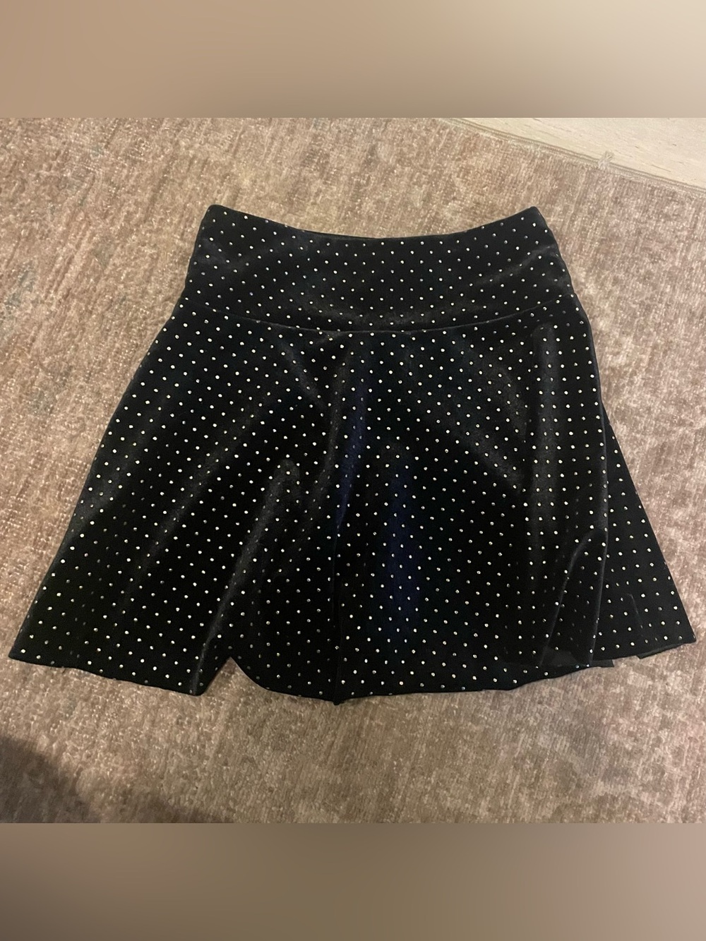 Rockets of Awesome Girls Black Velvet Velour Holiday Skirt with Gold Studs 8